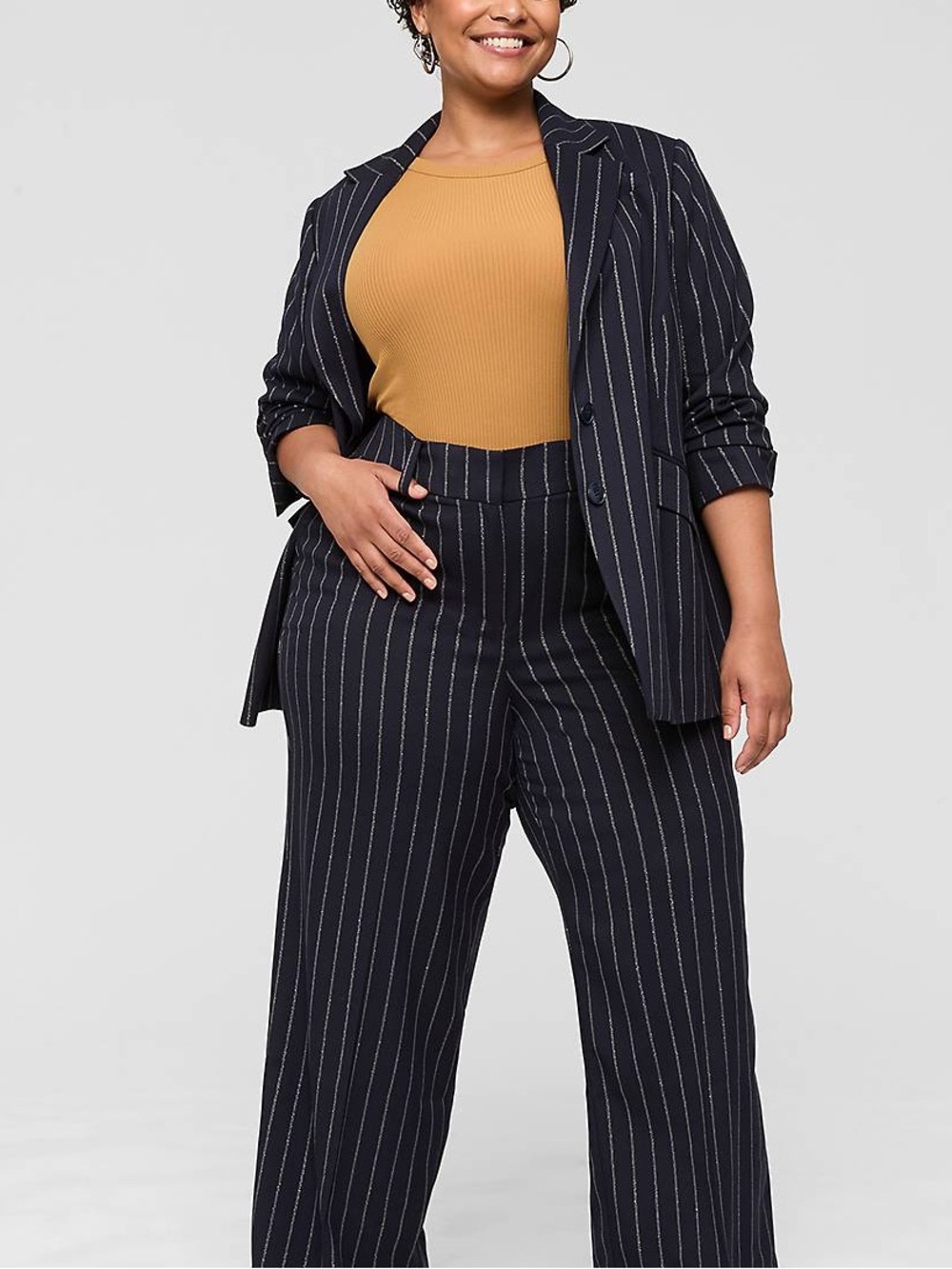 Lane Bryant Navy Jacket with Red Hanger Accent